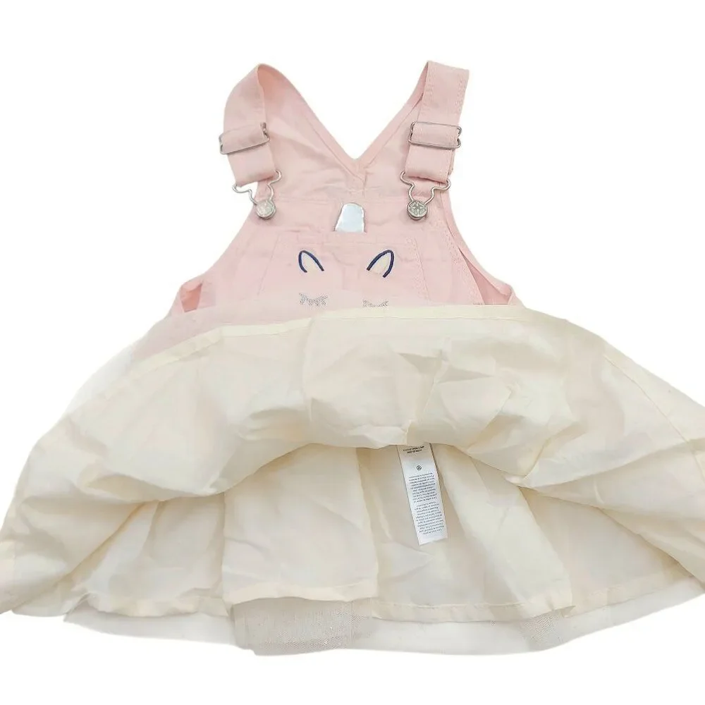 Oshkosh B'gosh Dress Baby 18 Months Pink Cream 100% Cotton Lined Tulle Unicorn